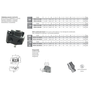 Terminal block 3/4 3 x 1/2" - PA