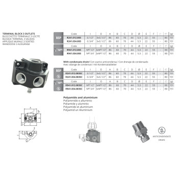 Terminal block 3 x 1/2"