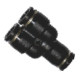 Y-csatlakozó - d=12mm, műanyag, fekete